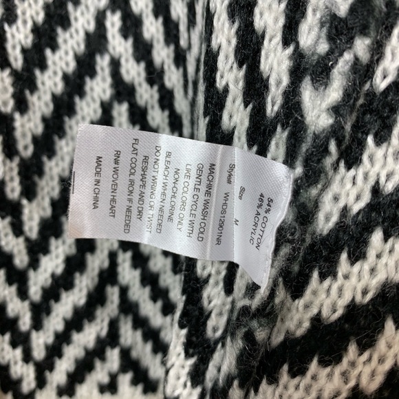 Wild Heart Cardigan Open Front Black White Medium - Picture 4 of 4